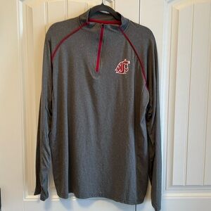 Colosseum Men’s Gray WSU Cougar Logo 1/4 Zip Long Sleeved Pullover - XL